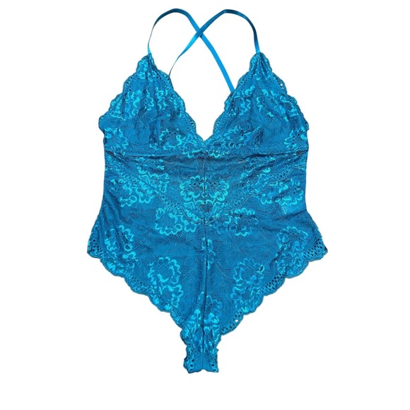 Tops - avid love blue lace lingerie teddy feminine‎ romantic size large